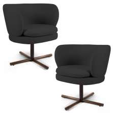 Kit 02 Poltronas Decorativas Melissa Base Xis Giratória C-465 Linho Chumbo - Domi