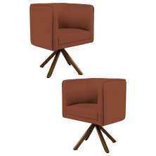 Kit 2 Poltronas Base Giromad Betina B-355 Linho Laranja - Domi