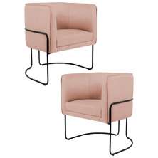 Kit 2 Poltronas Decorativas Base Aço Betina C-105 Linho Rosê - Domi