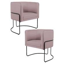 Kit 2 Poltronas Decorativas Base Aço Betina C-305 Veludo Rosê - Domi