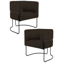 Kit 2 Poltronas Decorativas Base Aço Betina C-34 Sintético Marrom - Domi