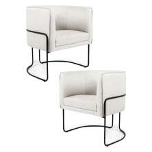 Kit 2 Poltronas Decorativas Base Aço Betina C-443 Linho Bege - Domi