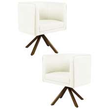 Kit 2 Poltronas Decorativas Base Eiffel Rose Gold Betina C-34 Corano Marrom - Domi