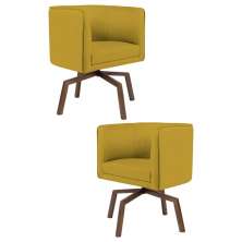 Kit 2 Poltronas Decorativas Base Ka Madeira Betina B-279 Veludo Mostarda - Domi