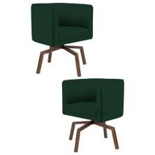 Kit 2 Poltronas Decorativas Base Ka Madeira Betina B-303 Veludo Verde Musgo - Domi