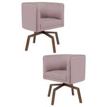 Kit 2 Poltronas Decorativas Base Ka Madeira Betina B-305 Veludo Rosê - Domi