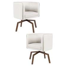 Kit 2 Poltronas Decorativas Base Ka Madeira Betina B-443 Linho Bege - Domi
