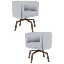 Kit 2 Poltronas Decorativas Base Ka Madeira Betina C-315 Linho Cinza - Domi