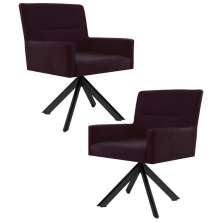 Kit 2 Poltronas Decorativas Giratórias Base Eiffel Preto Angel B-292 Veludo Uva - Domi