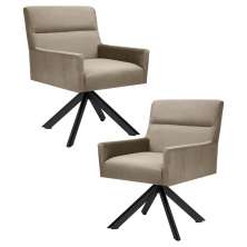 Kit 2 Poltronas Decorativas Giratórias Base Eiffel Preto Angel B-68 Veludo Marrom Claro - Domi