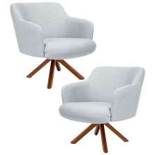 Kit 2 Poltronas Decorativas Giratórias Base Giromad Madeira Jade C-315 Linho Cinza - Domi