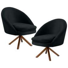 Kit 2 Poltronas Decorativas Giratórias Base Giromad Madeira Rafa B-300 Veludo Preto - Domi