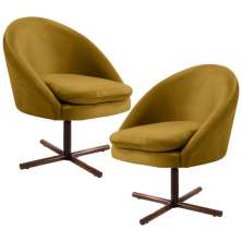 Kit 2 Poltronas Decorativas Giratórias Base Xis Madeira Rafa B-279 Veludo Mostarda - Domi