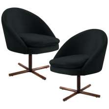 Kit 2 Poltronas Decorativas Giratórias Base Xis Madeira Rafa B-300 Veludo Preto - Domi