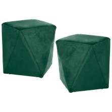 Kit 2 Puffs Decorativos Ametista B-303 Veludo Verde - Domi