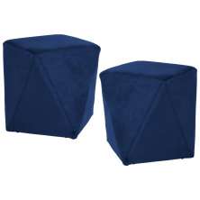 Kit 2 Puffs Decorativos Ametista B-304 Veludo Azul Marinho - Domi