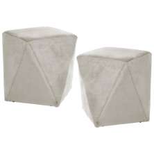 Kit 2 Puffs Decorativos Ametista B-309 Veludo Bege Claro - Domi