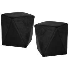 Kit 2 Puffs Decorativos Ametista B-99 Veludo Preto - Domi