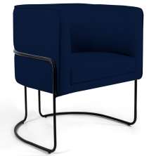 Poltrona Decorativa Base Aço Betina C-304 Veludo Azul Marinho - Domi