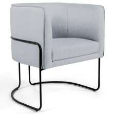 Poltrona Decorativa Base Aço Betina D-315 Linho Cinza - Domi