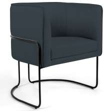 Poltrona Decorativa Base Aço Betina D-465 Linho Chumbo - Domi