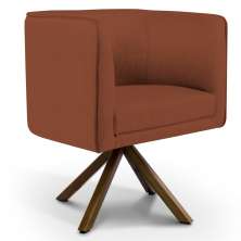 Poltrona Decorativa Base Giromad Betina B-355 Linho Laranja - Domi