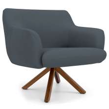 Poltrona Decorativa Giratória Base Giromad Madeira Jade C-03 Corano Cinza - Domi