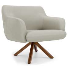 Poltrona Decorativa Giratória Base Giromad Madeira Jade C-26 Corano Bege - Domi