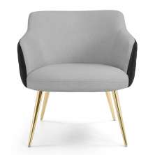 Poltrona Decorativa Jade Pés Alumínio Metalizado C-315 Corano Tressê Linho Cinza Claro - Domi