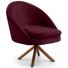 Poltrona Decorativa Sala de Estar Base Giromad Madeira Rafa B-278 Veludo Marsala - Domi
