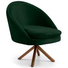 Poltrona Decorativa Sala de Estar Base Giromad Madeira Rafa B-303 Veludo Verde Musgo - Domi