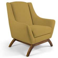 Poltrona Decorativa Sala de Estar Base Manu Madeira Juliet B-279 Veludo Amarelo - Domi