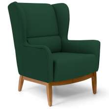 Poltrona Decorativa Sala de Estar Base Manu Madeira Milena B-303 Veludo Verde Musgo - Domi