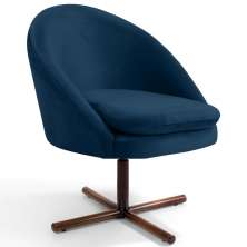 Poltrona Decorativa Sala de Estar Base Xis Madeira Rafa B-304 Veludo Azul Marinho - Domi