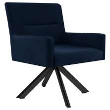 Poltrona Decorativa Sala de Estar Giratória Base Eiffel Preto Angel B-304 Veludo Azul - Domi