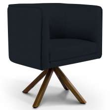 Poltrona Decorativa Sala de Estar Giratória Base Giromad Madeira Betina C-05 Corano Preto - Domi