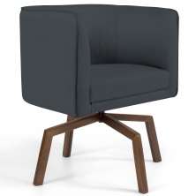 Poltrona Decorativa Sala de Estar Giratória Base Ka Madeira Betina B-317 Veludo Cinza - Domi