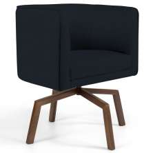 Poltrona Decorativa Sala de Estar Giratória Base Ka Madeira Betina C-05 Corano Preto - Domi