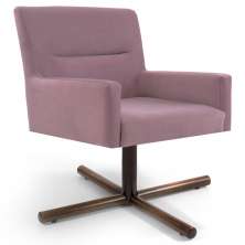 Poltrona Decorativa Sala de Estar Giratória Base Xis Madeira Angel B-305 Veludo Rosa - Domi