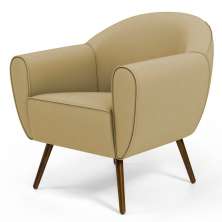 Poltrona Decorativa Sala de Estar Nina Veludo B-68 com Pés Palito Castanho - Domi