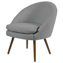 Poltrona Decorativa Sala de Estar Pés Palito Rafa C-416 Linho Tressê Cinza Escuro - Domi