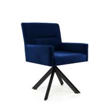 Poltrona Giratória Angel II Veludo Azul e Preta