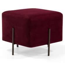 Puff Decorativo 45cm Base Aço Status B-278 Veludo Marsala - Domi
