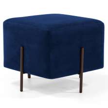 Puff Decorativo 45cm Base Aço Status B-304 Veludo Azul Marinho - Domi