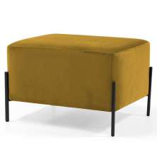 Puff Decorativo 60cm Base Aço Status B-279 Veludo Mostarda - Domi
