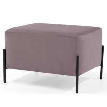 Puff Decorativo 60cm Base Aço Status B-305 Veludo Rosê - Domi