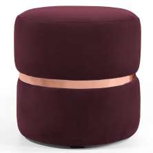 Puff Decorativo Com Cinto Rosê Round B-278 Veludo Marsala - Domi