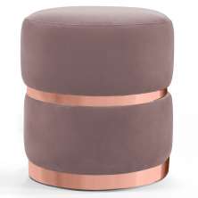 Puff Decorativo Com Cinto e Aro Rosê Round B-305 Veludo Rosê - Domi