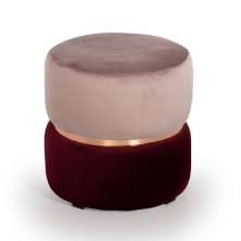 Puff Round Rainbown Veludo Rosa e Bordô