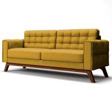 Sofá 180 cm 3 Lugares Sandero B-279 Veludo Amarelo - Domi